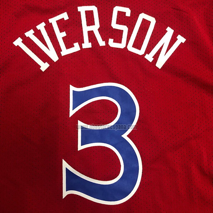Camiseta Manga Corta Philadelphia 76ers Allen Iverson NO 3 Rojo